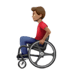 👨🏽‍🦽 man in manual wheelchair: medium skin tone display on Apple